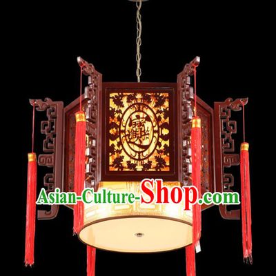 Chinese Handmade Wood Pierced Lantern Traditional Palace Ceiling Lamp Ancient Lanterns