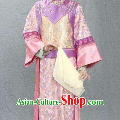 Chinese Ancient Qing Dynasty Jiaqing Princess Embroidered Manchu Dress Historical Costume for Women
