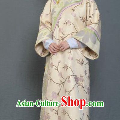 Chinese Ancient Qing Dynasty Jiaqing Imperial Consort Embroidered Manchu Dress Historical Costume for Women