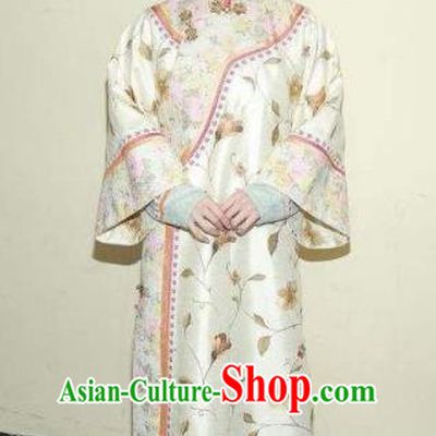 Chinese Ancient Qing Dynasty Jiaqing Imperial Concubine Embroidered Manchu Dress Historical Costume for Women