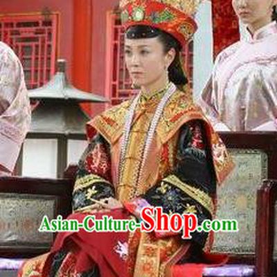 Chinese Qing Dynasty Empress of Xianfeng Historical Costume Ancient Manchu Lady Clothing for Women