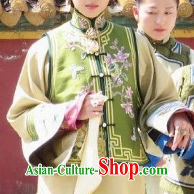 Chinese Ancient Qing Dynasty Hong Taiji Imperial Concubine Embroidered Manchu Dress Historical Costume for Women