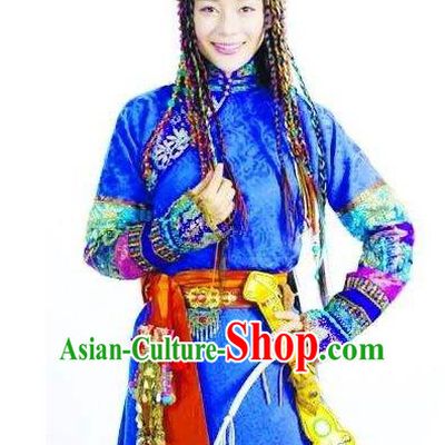 Chinese Ancient Qing Dynasty Empress Xiaozhuang YuEr Embroidered Mongolian Dress Historical Costume for Women