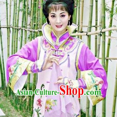 Chinese Ancient Qing Dynasty Manchu Empress Dowager Xiao Zhuang Embroidered Purple Dress Historical Costume for Women
