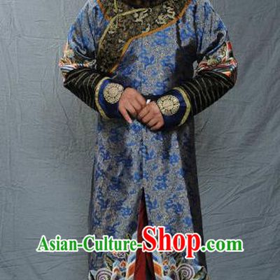 Chinese Qing Dynasty Court Eunuch Historical Costume Ancient Manchu Robe Clothing for Men