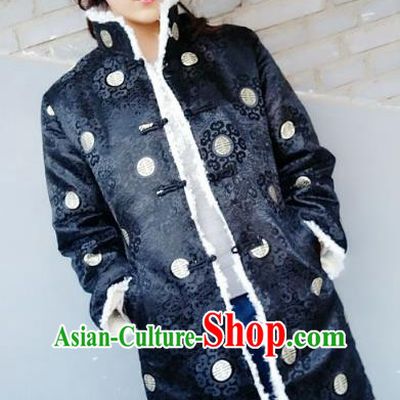 Chinese Tibetan Nationality Dance Costume Dust Coat, Traditional Zang Ethnic Minority Cotton-padded Coats for Women
