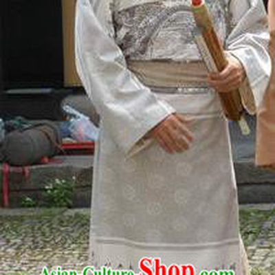 Chinese Qing Dynasty Painter Zheng Banqiao Historical Costume Ancient Calligrapher Robe Clothing for Men