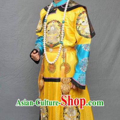 Chinese Qing Dynasty Qianlong Emperor Historical Costume Ancient Manchu King Robe Clothing for Men