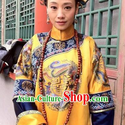 Chinese Ancient Qing Dynasty Imperial Concubine Duan Replica Costumes Manchu Dress Historical Costume for Women