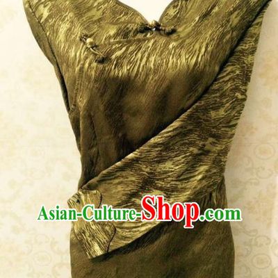 Traditional Chinese Tibetan Nationality Guozhuang Dance Costume, Zang Ethnic Minority Golden Blouse for Women