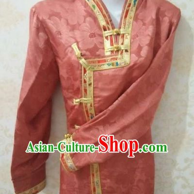 Chinese Tibetan Nationality Costume Red Blouse, Traditional Zang Ethnic Minority Shirts for Women
