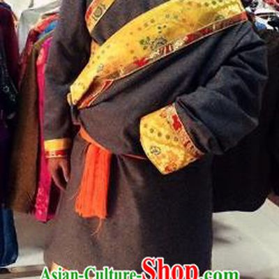 Traditional Chinese Zang Nationality Costume, Tibetan Ethnic Minority Robe for Men