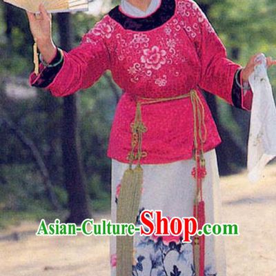Chinese Ancient Qing Dynasty Nobility Lady Xue Baochai Dress Replica Costumes for Women