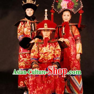 Chinese Late Qing Dynasty Last Emperor and Empress Empress Dowager Cixi Replica Costumes Complete Set