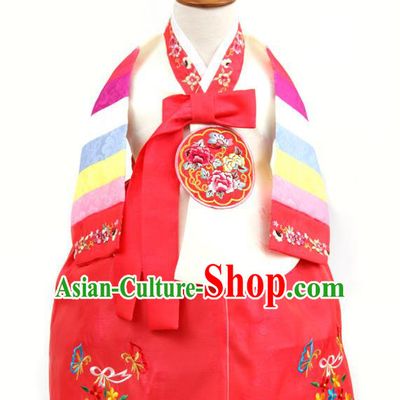 Korean Traditional White Hanbok Clothing Korean Children Fashion Apparel Hanbok Costumes for Kids