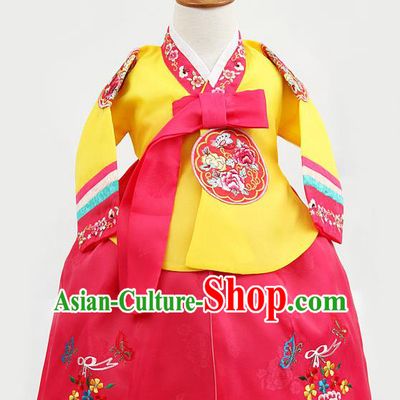 Korean Traditional Hanbok Clothing Korean Children Yellow Fashion Apparel Hanbok Costumes for Kids