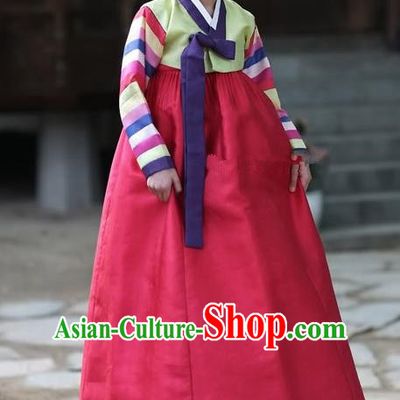 Korean Traditional Bride Palace Hanbok Clothing Green Blouse and Red Dress Korean Fashion Apparel Costumes for Women