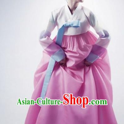 Korean Traditional Bride Palace Hanbok Clothing White Blouse and Pink Dress Korean Fashion Apparel Costumes for Women