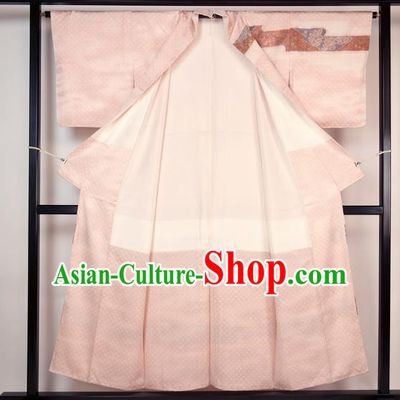 Japan Ancient Palace Pink Furisode Kimonos Traditional Female Yukata Dress Formal Costume for Women