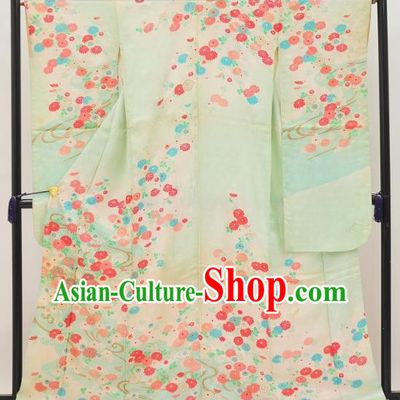 Japan Ancient Palace Female Furisode Kimonos Traditional Printing Flowers Yukata Dress Formal Costume for Women