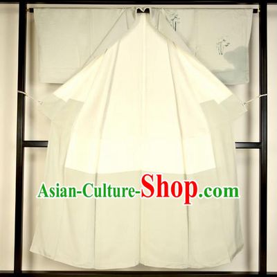Japanese Ancient Male Grey Kimono Costume Traditional Wafuku Hakama Haori Yukata for Men