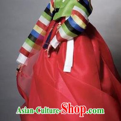 Korean Traditional Palace Clothing Empress Hanbok Green Blouse and Red Dress Korea Fashion Apparel for Women