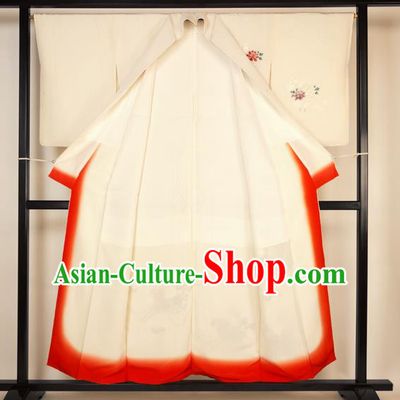 Japan Ancient Palace Female White Furisode Kimonos Traditional Yukata Dress Formal Costume for Women