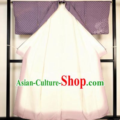 Japanese Ancient Male Kimono Costume Purple Yukata Robe Traditional Wafuku Hakama Haori for Men