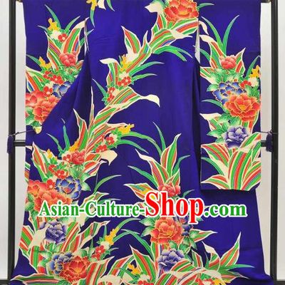 Japan Ancient Palace Printing Peony Furisode Kimonos Traditional Yukata Dress Formal Costume for Women