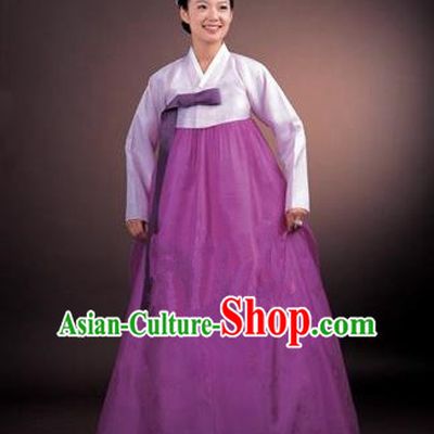 Korean Traditional Bride Palace Hanbok Clothing Lilac Blouse and Purple Dress Korean Fashion Apparel Costumes for Women