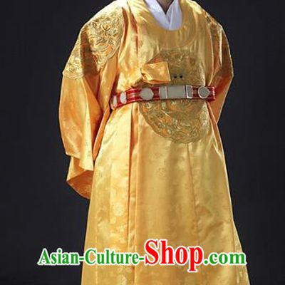 Asian Korean Traditional Palace Emperor Hanbok Clothing Ancient Korean King Yellow Robe Costume for Men