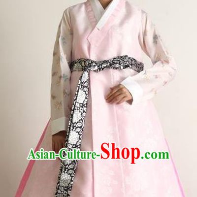Korean Traditional Palace Clothing Hanbok Fashion Apparel Pink Long Vest for Women