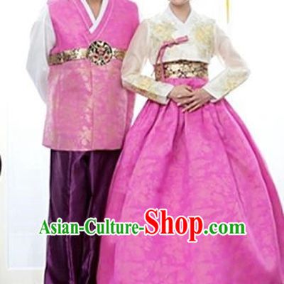 Korean Traditional Garment Palace Hanbok Fashion Apparel Costumes Bride and Bridegroom Clothing