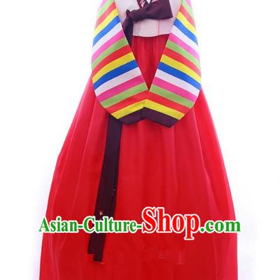 Korean Traditional Garment Palace Hanbok Pink Blouse and Red Dress Fashion Apparel Bride Costumes for Women