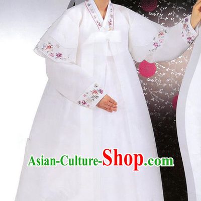 Korean Traditional Garment Palace Hanbok Wedding White Dress Fashion Apparel Bride Costumes for Women