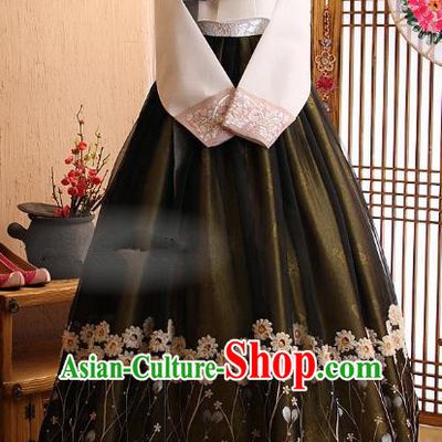 Korean Traditional Garment Palace Hanbok Atrovirens Dress Fashion Apparel Bride Costumes for Women
