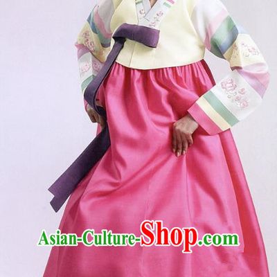 Korean Traditional Handmade Palace Hanbok Yellow Blouse and Pink Dress Fashion Apparel Bride Costumes for Women