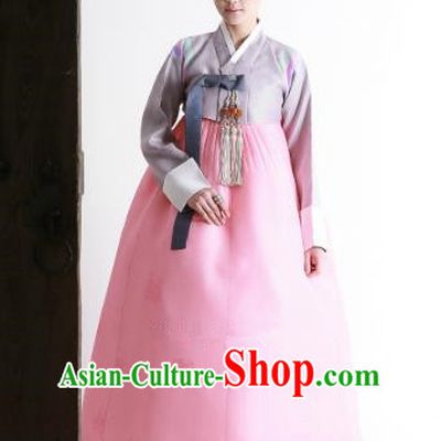 Korean Traditional Handmade Palace Hanbok Lilac Blouse and Pink Dress Fashion Apparel Bride Costumes for Women