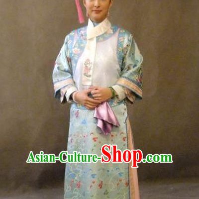 Chinese Ancient Qing Dynasty Dress Manchu Imperial Concubine Embroidered Costume for Women