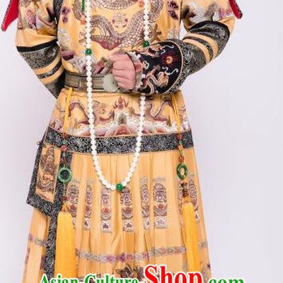 Chinese Ancient Qing Dynasty Emperor Yongzheng Embroidered Costume Imperial Robe for Men