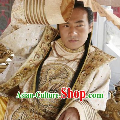 Chinese Ancient Ming Dynasty Emperor Yongle Zhu Di Clothing Embroidered Imperial Robe for Men