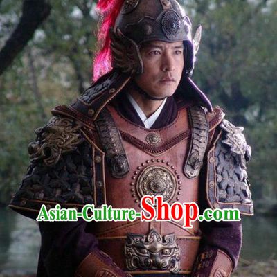Chinese Ancient Ming Dynasty Invasions General Qi Jiguang Costume Helmet and Armour for Men