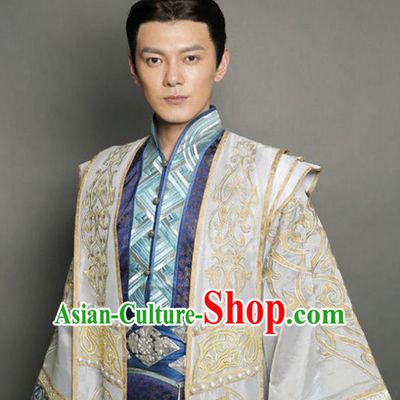 Traditional Chinese Ancient Tang Dynasty Swordsman Prince Embroidered Replica Costume for Men