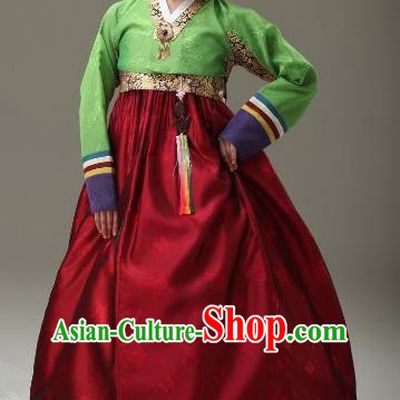Top Grade Korean Traditional Palace Hanbok Green Blouse and Wine Red Dress Fashion Apparel Bride Costumes for Women