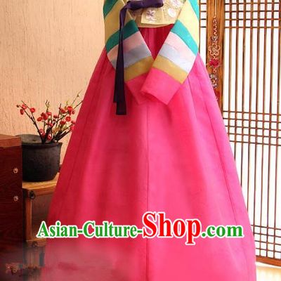 Top Grade Korean Traditional Palace Hanbok Yellow Blouse and Pink Dress Fashion Apparel Bride Costumes for Women