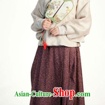 Ancient Chinese Ming Dynasty Historical Costume Female Embroider Brown Replica Costume for Women