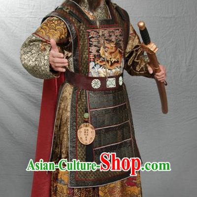 Traditional Chinese Ancient Ming Dynasty General Yan Jin Armour Replica Costume for Men