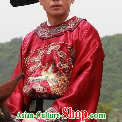 Chinese Ancient Ming Dynasty Magistrate Official Replica Costume Red Gwanbok for Men