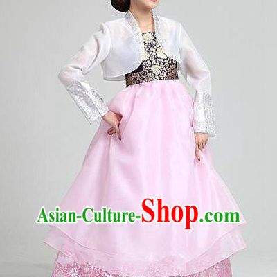 Top Grade Korean Bride Traditional Palace Hanbok White Blouse and Pink Dress Fashion Apparel Costumes for Women