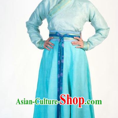 Ancient Chinese Ming Dynasty Historical Costume Nobility Lady Blue Dress Embroidered Replica Costume for Women